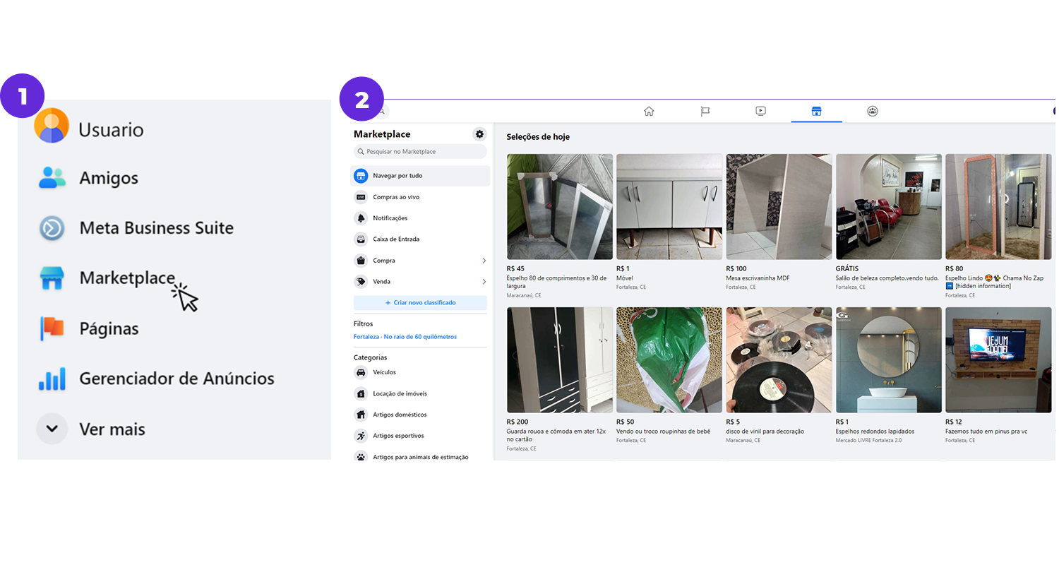 Tutorial de como acessar o Marketplace do Facebook